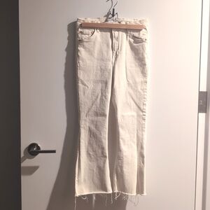 Bershka Off-white/Cream High Rise Flare Jeans - Size 6